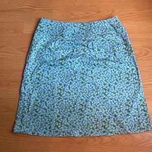 Blue and green floral print skirt